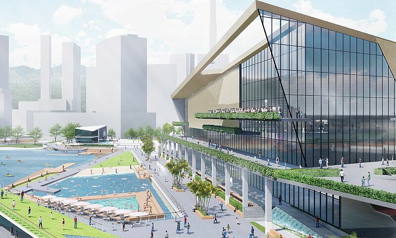 The new arena to be built at Kobe waterfront; photo credit: Kobe City