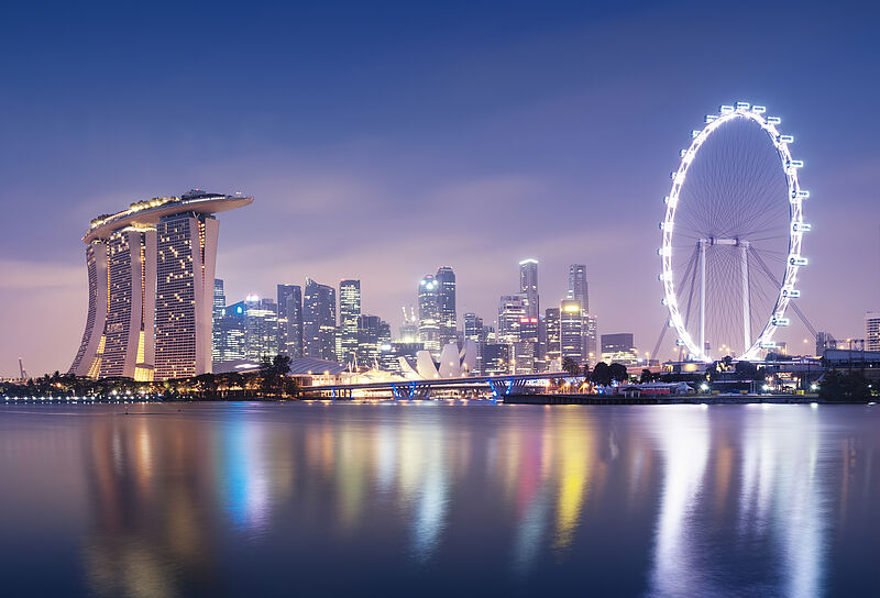 Singapore skyline at night; photo credit: IBTM