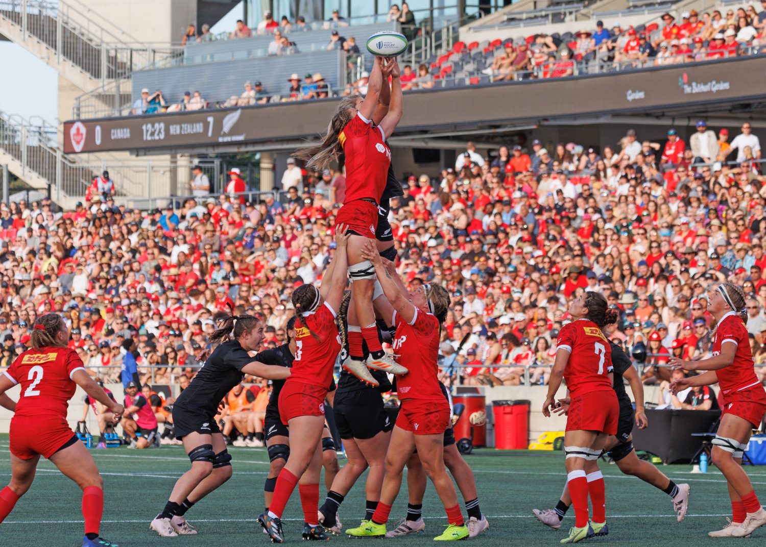 The Canadian Women's National Rugby team competes against the New Zealand Women's National Rugby team. Photo: Ottawa Tourism