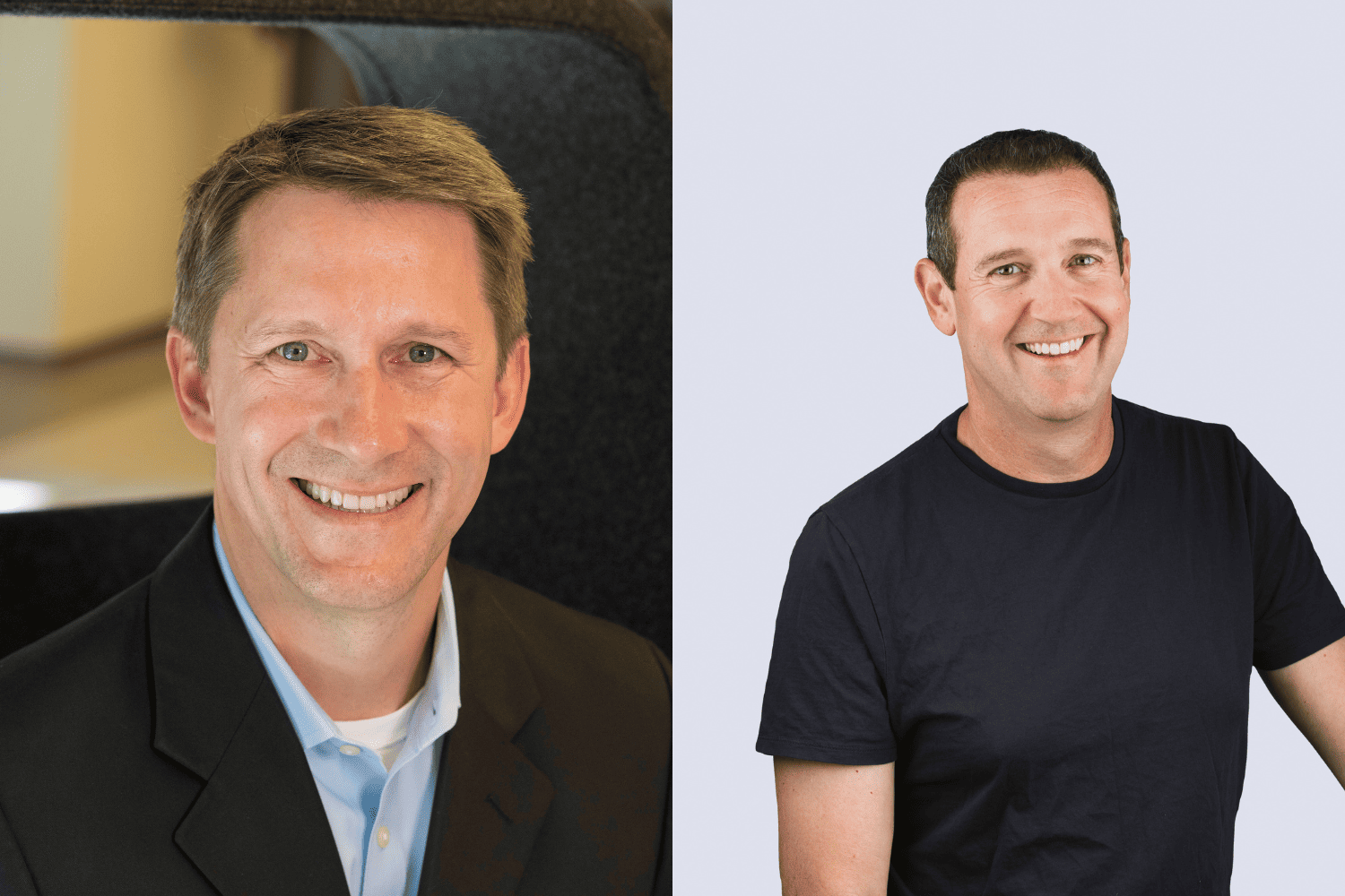 Portraits of two men, smiling