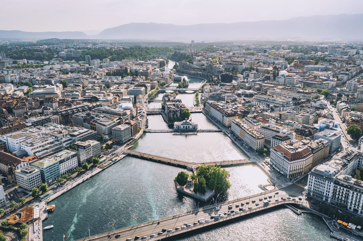 Aerial view of the City of Geneva