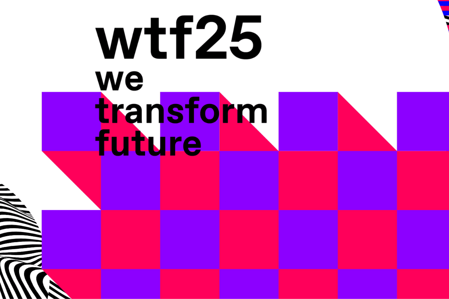 Schriftzug wtf25 auf pink-lilanem Muster